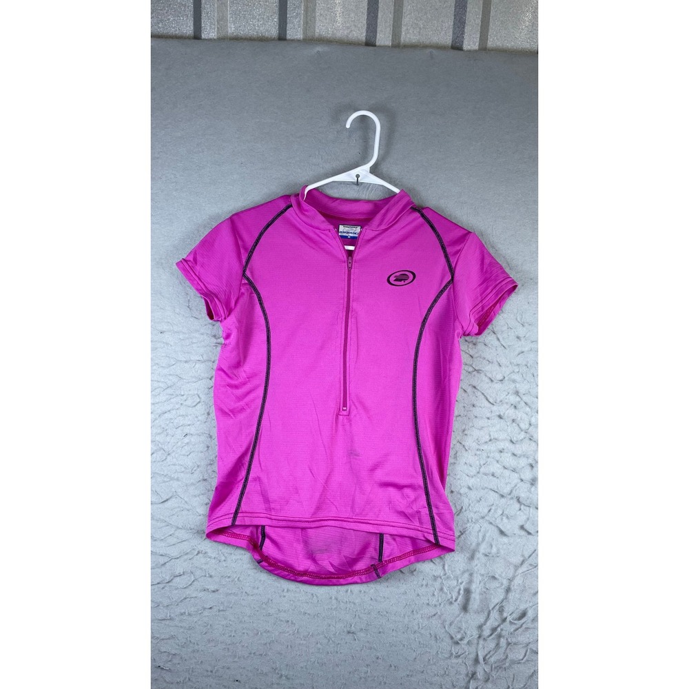 Performance Cycling Jersey Womens Medium Pink Good Short Sleeve 1/4 Zip Pocket
